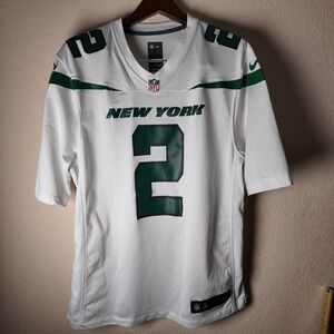 New York Jets Jersey Mens L White Zach Wilson #2 Football NFL Nike *small stains